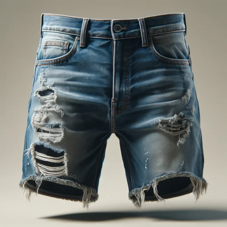 Pantalones cortos vaqueros desgastados flotando.