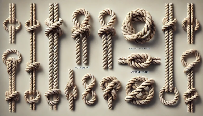 Diferentes tipos de nudos de cuerda.