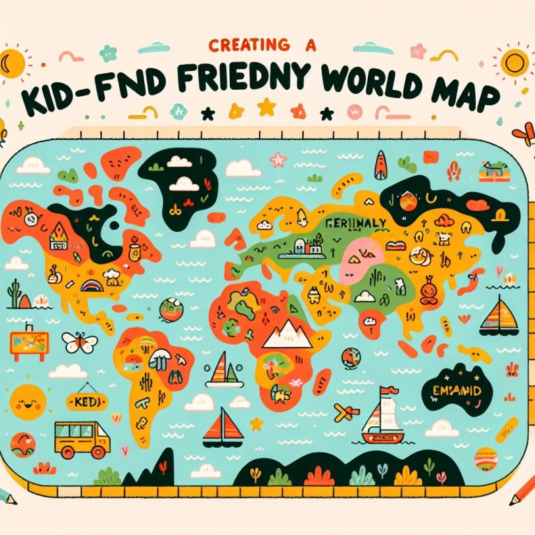 Mapa mundial ilustrado y colorido para niños.