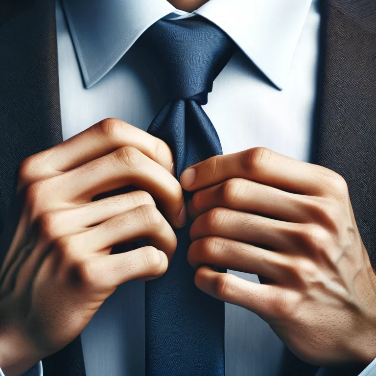 Ajustando una corbata de negocios.